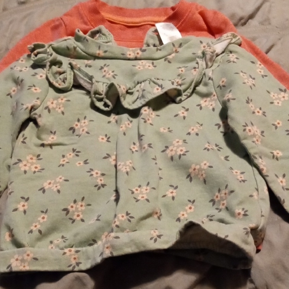 Kids Floral Ruffle Long-Sleeve Top - Sage Green